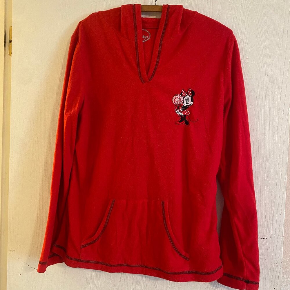 Disney Girls Minnie Mouse Red Soft Cozy Fleece Lightweight Hoodie Large 11/13